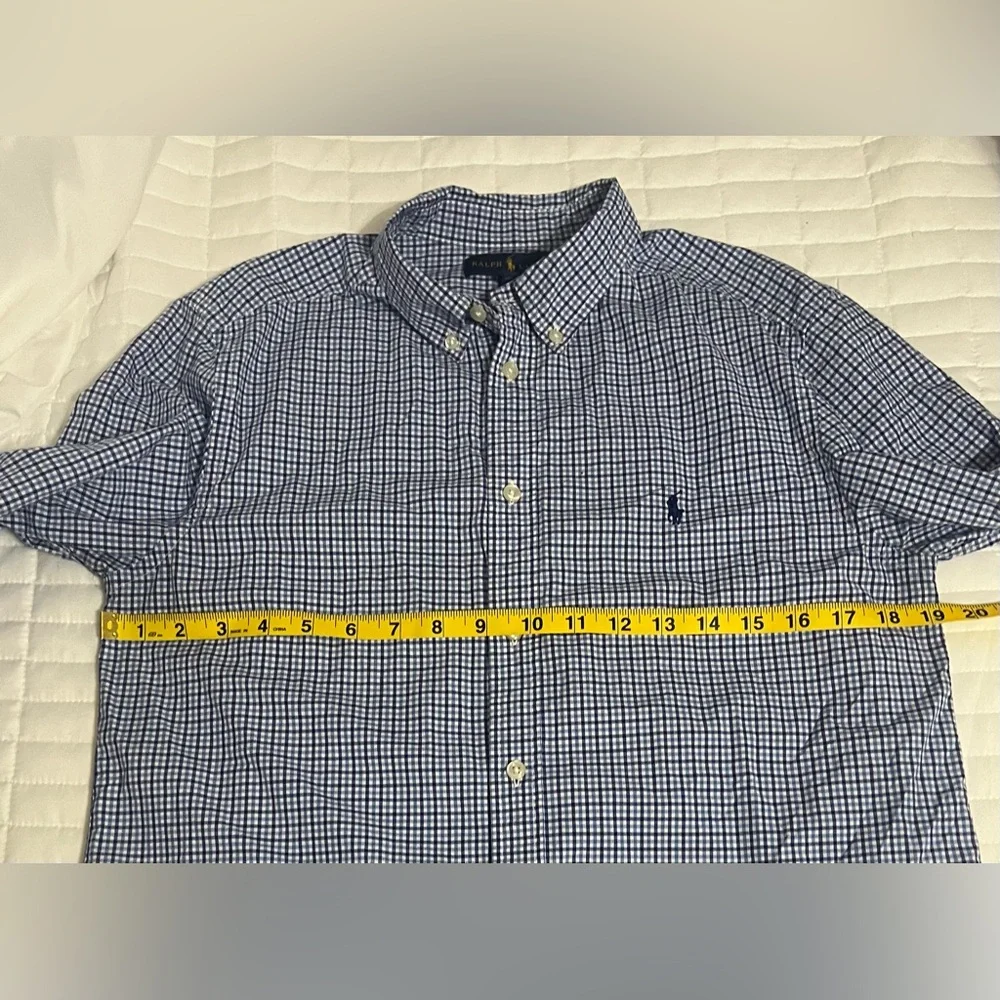 Ralph Lauren Shirt Kids Blue Plaid Button Up Classic Look Size XL 18/20